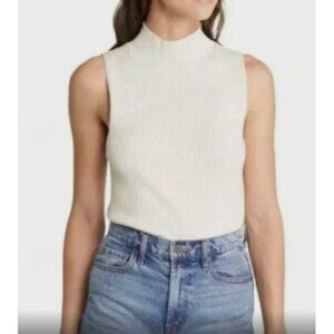 Madewell Signature Knit Mockneck Sweater Tank Cream Size M NM587 NWT